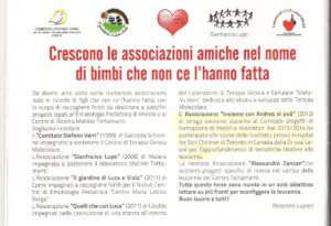 Crescono le associazioni amiche nel nome di bimbi che non ce l’hanno fatta