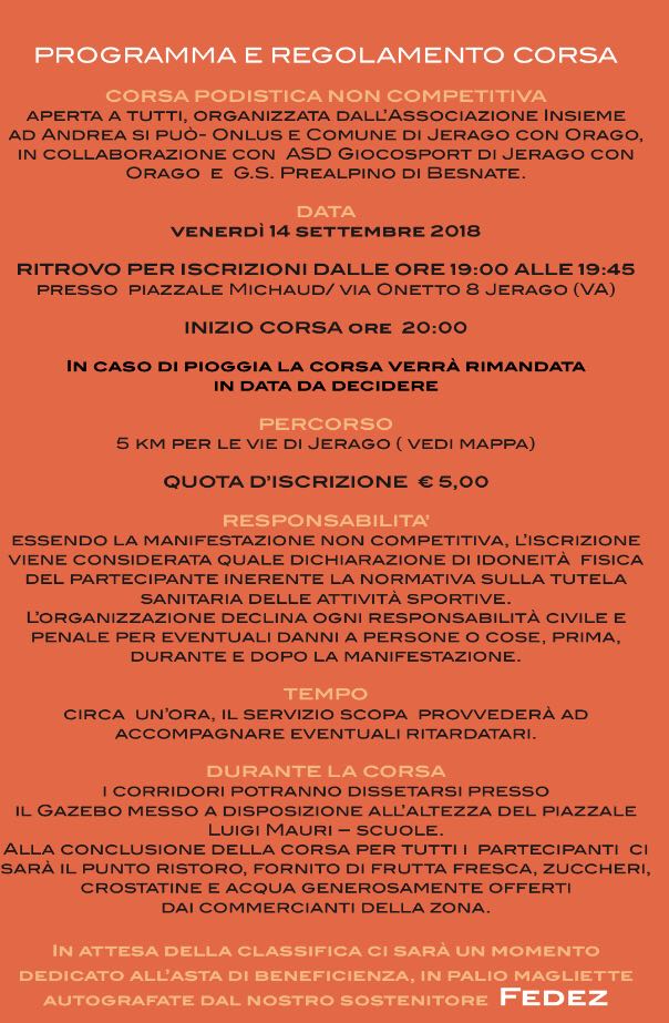 depliant regolamento corsa